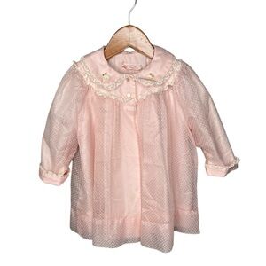 Betti Terrell Vintage 1960s Baby Pink Swiss Dot Baby’s Overdress Dress Coat